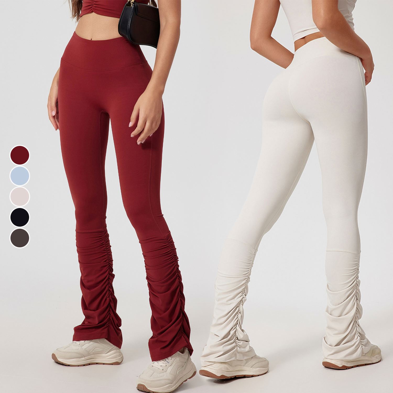 Yoga High Waist Leggings Flared Sports Pants XL Slimming Butt-Lifting Design Naked Feel Patchwork Casual Style Long Yoga Running