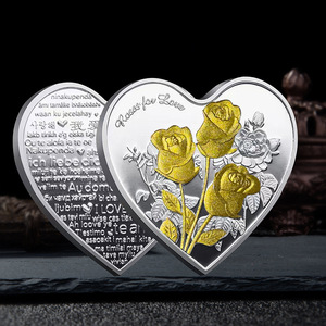 Monedas Conmemorativas de Metal en Forma de Corazón con Rosas, Tema Romántico de Amor, para el Día de San Valentín, Regalos Empresariales, Venta al Por Mayor - Product Image 4