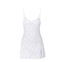 Nouvelle collection été 2026 : Pyjama décontracté blanc à motifs floraux pour femme – Caraco tricoté imprimé respirant, idéal pour la nuit et la détente