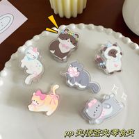 Clips de Papel Acrílicos con Diseño de Gato de Dibujos Animados, Clips de PP Kawaii para Organizar Documentos, Marcar Libros, Sellar Bolsas de Comida, para Estudiantes y Oficina