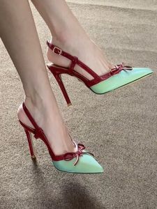 Sandalias de tacón fino estilo hada con lazo para mujer, elegantes y cómodas, de 9 cm, para vestir, que realzan la belleza femenina. - Product Image 1