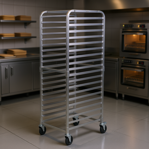 Chariot à 20 niveaux pour plateaux à pain Vevor, en aluminium, avec roues à frein, équipement de boulangerie commercial, 26 L x 20,4 W x 70 H, Speed Rack - Product Image 2