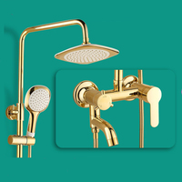 Pommeau de douche à effet pluie de 8 pouces à double boutons en or Robinet de douche à main