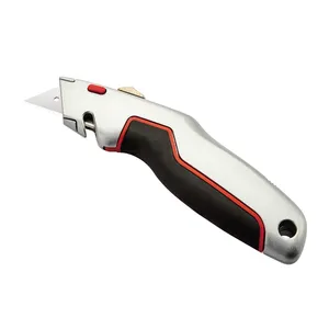 Versatile Heavy duty Utility Knife with spare blades&easily storage design alloy TPR body Cutting Knife metal razor Box Cutter