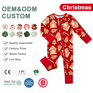 Piyama Bayi Bambu WEIWEI Natal Musim Gugur Grosir Custom RTS Kotak Misteri Piyama Anak Organik Bambu Cetak Kartun 2 Potong - Product Image 1