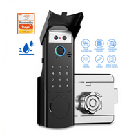 Interphone vidéo intelligent Tuya avec serrure de porte |   Carte mémoire en aluminium, étanche, résistante au soleil, avec reconnaissance faciale 3D, empreinte digitale, clé de carte et télécommande