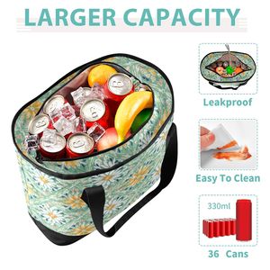 Custom Logo Promotional Soft Sided Cooler Bag Large Capacity Travel Tote, 36 Can Insulated Grocery Handbag for Events - Product Image 4