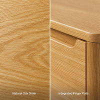 Nouvelle table d'appoint en chêne à 1 tiroir avec étagère ouverte, design français pour salon, coins arrondis.