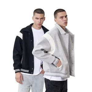 Custom logo unisex boxy fit baseball jacket embroidery cotton luxury fabric heavyweight men's jacket