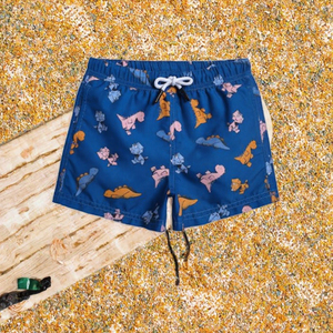 Shorts de Baño para Niños con Estampado de Dinosaurio Azul, Secado Rápido, con Cordón Ajustable, Shorts de Playa para Niños, Logotipo Personalizado - Product Image 2