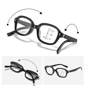 Gafas de lectura bifocales, lentes progresivas, lentes rojas portátiles ovaladas pequeñas, fuerza + 1,50 + 2,00 - Product Image 5