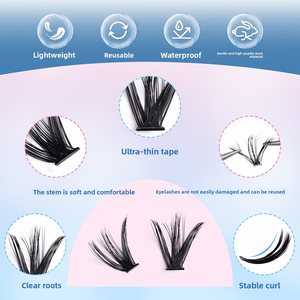 Kit de <span class=keywords><strong>cils</strong></span> individuels personnalisables en gros, extensions DIY, segments de <span class=keywords><strong>cils</strong></span> en grappe avec longueur pré-fabriquée de 9 à 16 mm, <span class=keywords><strong>faux</strong></span> <span class=keywords><strong>cils</strong></span> volumineux - Product Image 4