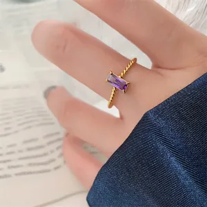 แหวนแฟชั่นประดับเพชรหลากสีทอง 14K18K แหวนสแตนเลสประดับเพชรซิคอน - Product Image 5