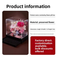 Fabrika Çıkışı Buket Bahçesi Sonsuz Çiçek El Yapımı Akrilik Korunmuş Çiçek Mücevher Kutusu Marka Özelleştirme Sevgililer Günü