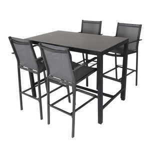 Bar <span class=keywords><strong>7</strong></span> pièces en aluminium pub style européen mobilier d'extérieur patio cadre en <span class=keywords><strong>teck</strong></span> table et chaises de jardin - Product Image 1