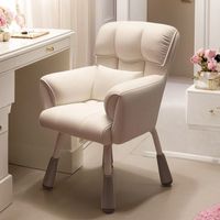 Chaise d'ordinateur moderne en cuir PU haut de gamme pour la maison, tabouret de maquillage pour chambre à coucher, chaise de coiffeuse pour filles avec structure métallique