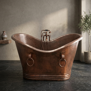 Copper Rectangle <b>Bath</b> Tub Free Standing Skirted Base Double Slipper <b>Foldable</b> Durable Eco-Friendly - Indian Home Crafts - Product Image 3