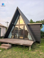 Villa Modulaire de Luxe en Acier Léger, Conteneur Extensible en Forme de A, Villa Compacte avec Façade Entièrement Vitrée pour Hébergement de Vacances, Panneaux SIP, Airbnb