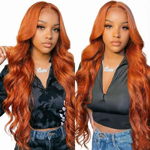 Perruques longues ondulées bouclées orange tendance, perruques HD Lace pour femmes, styles brésiliens et vietnamiens pour femmes noires, vente en gros d'usine - Product Image 5