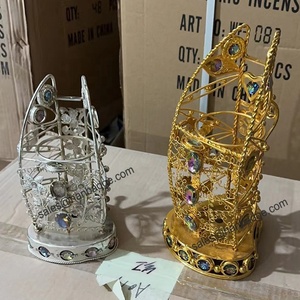 Quemador de Incienso Metálico de Lujo Estilo Medio Oriente con Cristal, Aromaterapia Terapéutica, Sándalo y Anís Estrellado - Product Image 4