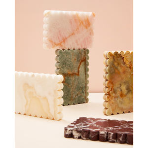 Bandeja festoneada cuadrada redonda rectangular Nodic, placa de joyería de piedra Natural, bandeja de mármol de ónix de Platón, bandeja de tocador de decoración de lujo para el hogar - Product Image 1