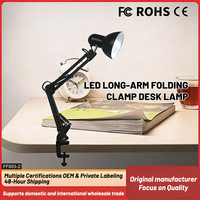 Lámpara de Trabajo de Estilo Nórdico de Gran Venta con Brazo Oscilante Ajustable para Lectura, Estudio y Manicura con Pinza de Sujeción para Mesa, No Incluye Bombilla