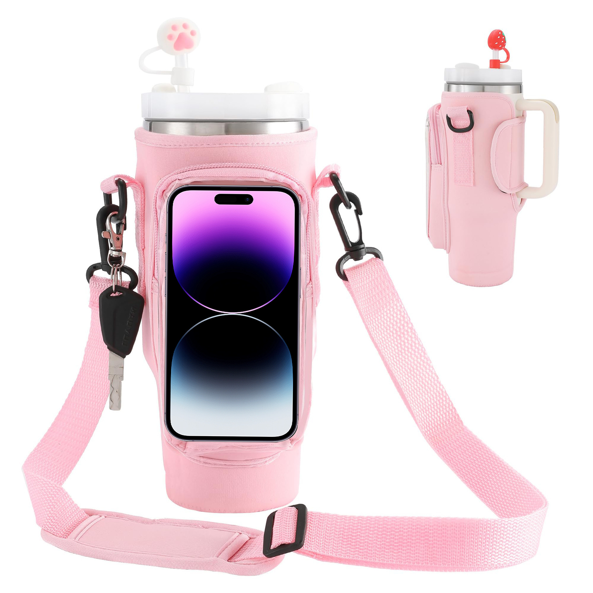 Rose (boucle en plastique + poche pour écran tactile transparent)