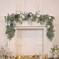 Nouvelle Guirlande Florale Artificielle Longue en Soie Faite à la Main, Roses Blanches de Luxe de Haute Qualité pour Décorations de Table de Mariage et Centres de Table avec Verdure