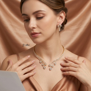 Rhodium Plated Brass Cubic Zirconia Choker Necklace Earring <b>Set</b> Elegant Pear Drop CZ Bridal Wedding Engagement <b>Gift</b> for <b>Women</b> - Product Image 1