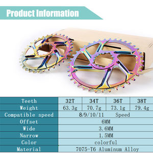 Plateau de chaîne léger Snail pour VTT et BMX, coloré, avec 32-40 dents, compatible avec les vélos de montagne - Product Image 4