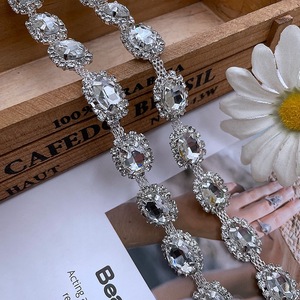 Cadena de Cristal Plateado RYL, Adorno de Diamantes de Imitación, Cinta Metálica, Decoración para Vestidos de Novia, Accesorios de Ropa - Product Image 1