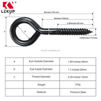 Sekrup Mata Kapasitas Beban Tinggi, Sekrup Pengait Mata Self Tapping Heavy Duty, Sekrup Kayu Grosir, Sekrup Mata Baja Hitam 6 Inch