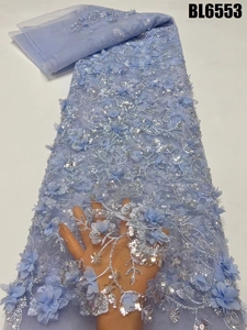 Hot Bán Chất Lượng Cao Châu Âu Và Mỹ Thanh Lịch Lưới Thêu Đính Cườm Ren Với <span class=keywords><strong>3D</strong></span> Hoa Cho Đám Cưới Cho Đảng - Product Image 4