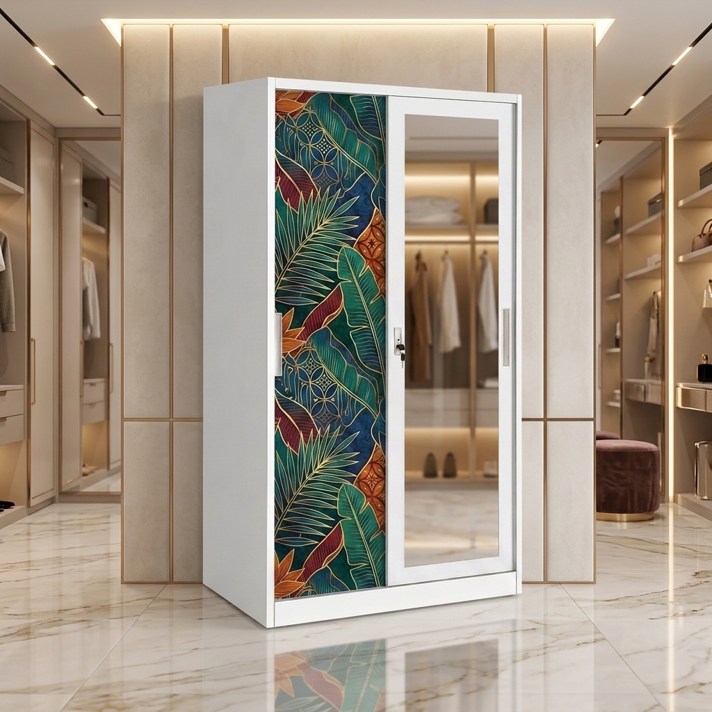 Armoire en métal à motif floral exotique