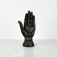 Statuette décorative artisanale en résine noire et or, style Feng Shui, Bouddha ange, main de la fortune