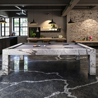 Table de billard moderne de luxe en bois massif de 6 pieds et 9 pieds avec poche en cuir fantaisie et coussin en ardoise Design à neuf boules en marbre