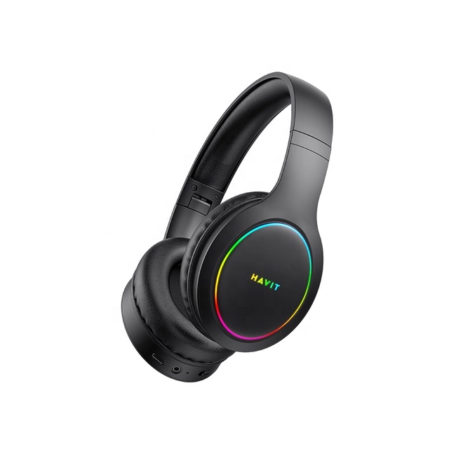 Havit H633Bt V5.1 Professional RGB Led Light Stereo Over Ear Headphone Headphones Wireless Headset for Recording Studio