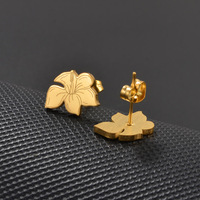 Pendientes de 1.2CM con Flores de Hibisco Hawaianas de Guam para Mujer, Joyería de Frangipani de Puerto Rico y Guadalupe, Acero Inoxidable # 000762