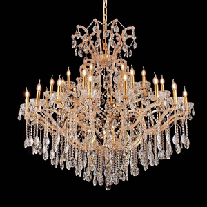 Роскошная Европейская Золотая люстра светодиодная для гостиной, спальни, на заказ, хрустальная лампа K9, подвесной светильник для свадебной вечеринки - Product Image 4