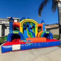 Château gonflable extérieur en PVC avec double toboggan et zones de saut, toboggans à double voie, maison de saut pour fêtes
