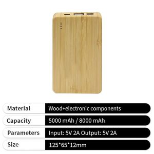 พาวเวอร์แบงค์ไม้ขายส่งแบบพกพา 8000mah พาวเวอร์แบงค์แบตเตอรี่สำหรับโทรศัพท์พร้อมโลโก้สั่งทำได้ - Product Image 2