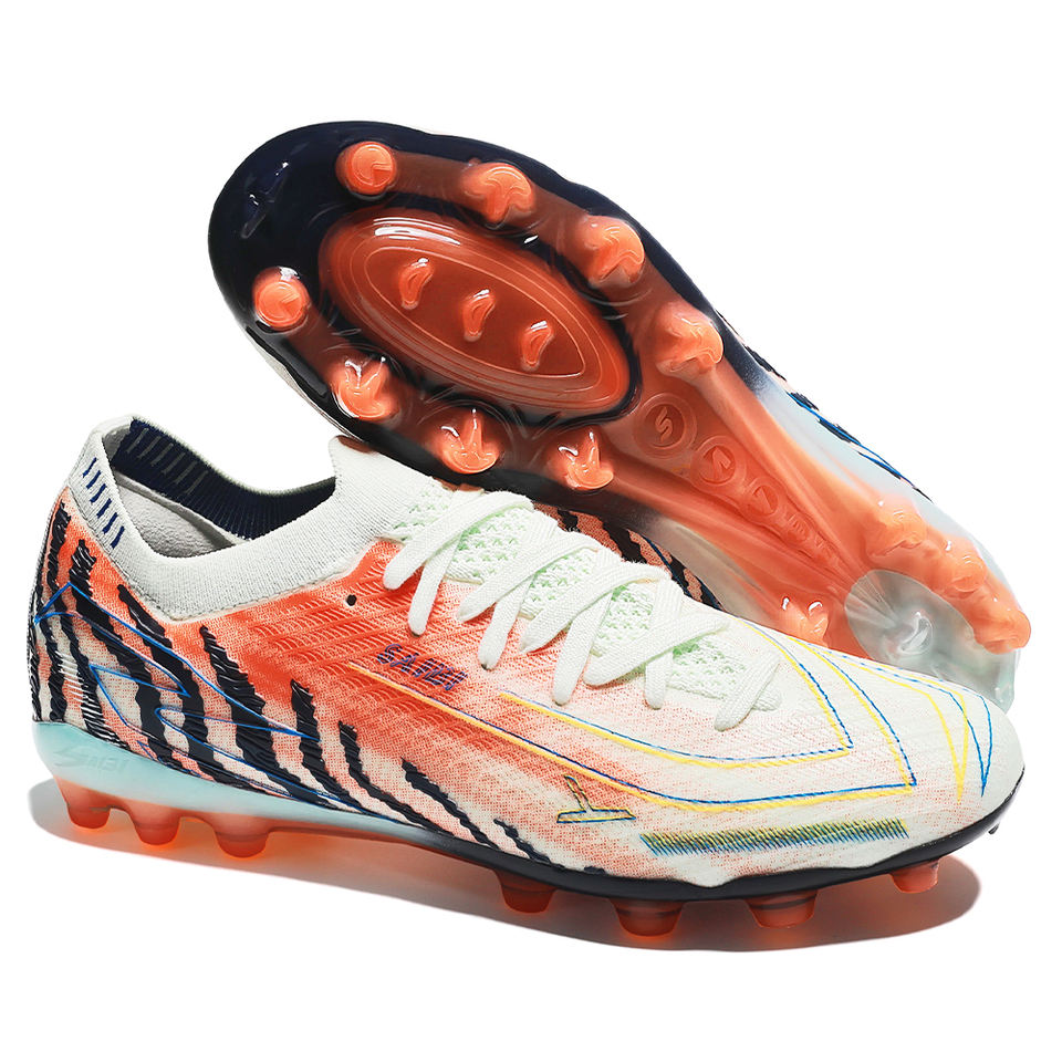 Breathable Soccer Shoes FG Knitted Construction Carbon Fiber Plate ...