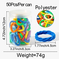 IFOND Lot de 50 élastiques à cheveux en tissu éponge de 4,5 cm avec anneau élastique torsadé en polyéthylène solide pour femmes et filles, accessoire de sport pour cheveux