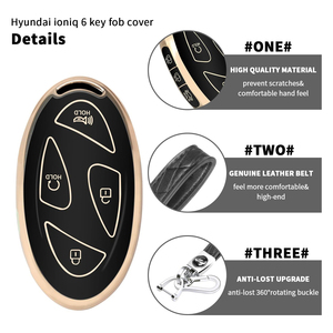 Funda para llave de coche con borde dorado, superventas transfronteriza, exquisito <span class=keywords><strong>llavero</strong></span> colgante para <span class=keywords><strong>Hyundai</strong></span>, el más vendido en Amazon - Product Image 5