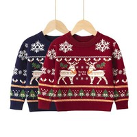Pull de Noël personnalisé style européen et américain 2026 – Tenue familiale parent-enfant – Pull jacquard hiver motif élan pour enfants et adultes