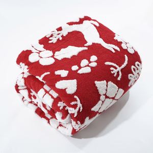 ผ้าห่มขนแกะไมโครไฟเบอร์แบบกลับด้านได้สำหรับโซฟาเบดเรนเดียร์สีแดงผ้ากำมะหยี่อุ่นสบาย - Product Image 2