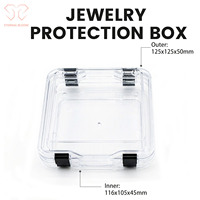 Boîte de présentation de bijoux carrée transparente 125x125x50mm avec film plastique PU pour le rangement des bracelets et logo personnalisé