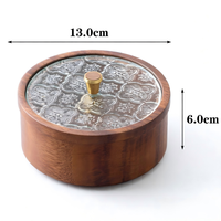 Walnussholz Runde Schale Obstbox Massivholz Snackbehälter Holzschüssel mit Glasdeckel Holztablett Obstteller