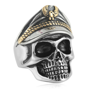 Military Cap Skull <b>Ring</b> Stainless Steel Men's Punk Jewelry Gift 21016 - Product Image 5