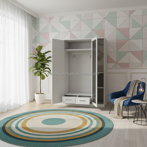 Guarda-Roupa Multifuncional de Aço com Gavetas Internas, Armário de Metal Espelhado para Projeto de Quarto na Malásia - Product Image 2